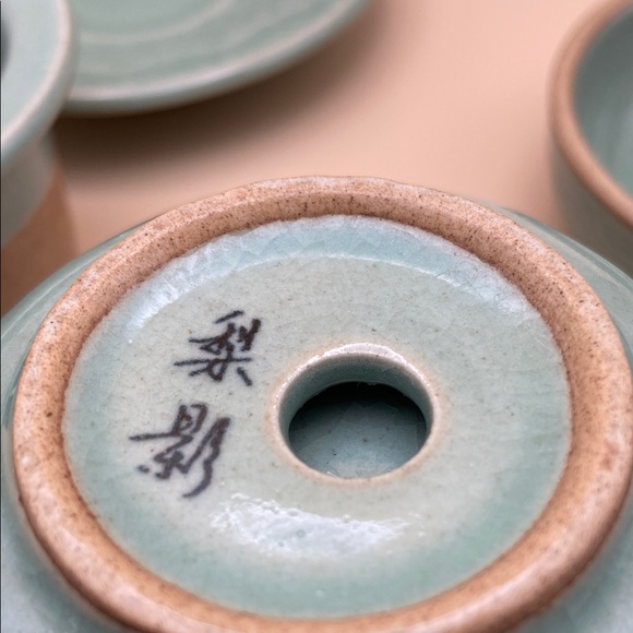 Korean Traditional Handmade Celadon Tea Cup Set: Double-Wall Openwork Cup - Picture 6 of 14